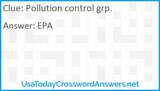 Pollution control grp. Answer