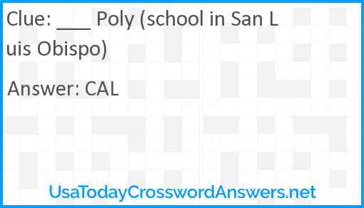 ___ Poly (school in San Luis Obispo) Answer