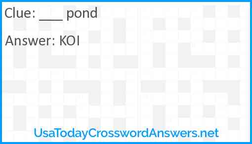 Pond ____ Answer