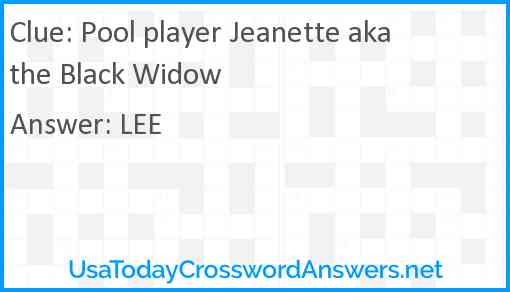 Pool player Jeanette aka the Black Widow Answer