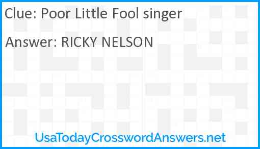 Poor Little Fool singer Answer