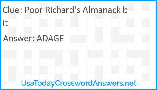 Poor Richard's Almanack bit Answer