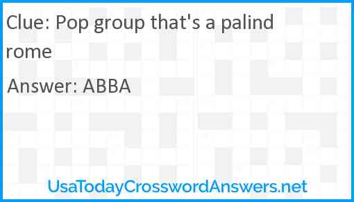 Pop group that's a palindrome Answer