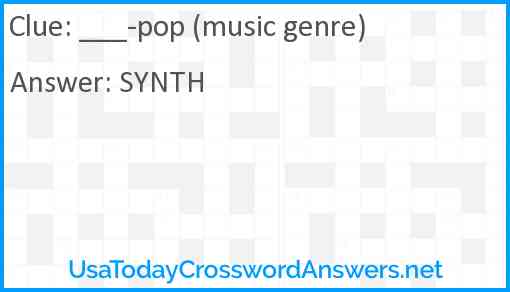 ___-pop (music genre) Answer