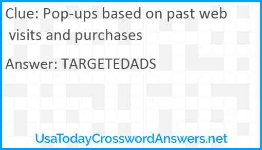 Pop-ups based on past web visits and purchases Answer