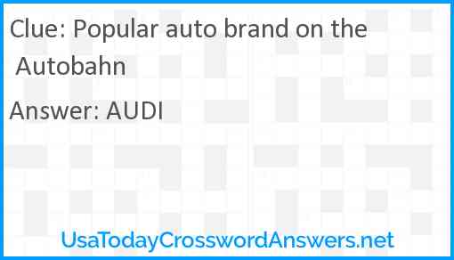 Popular auto brand on the Autobahn Answer