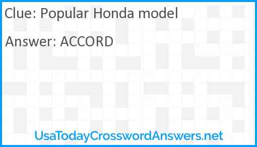 Popular Honda model Answer