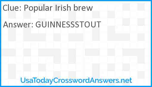 Popular Irish brew Answer