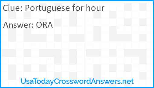 Portuguese for hour Answer