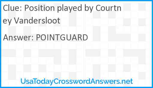 Position played by Courtney Vandersloot Answer