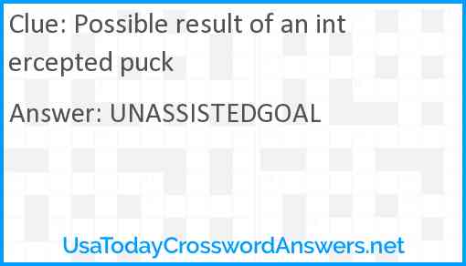Possible result of an intercepted puck Answer
