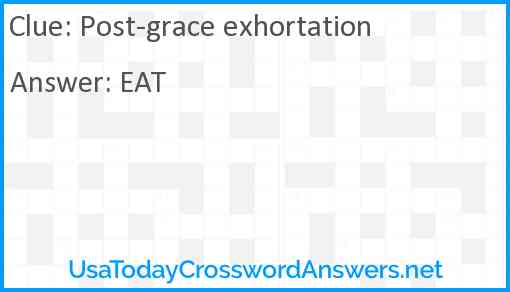 Post-grace exhortation Answer