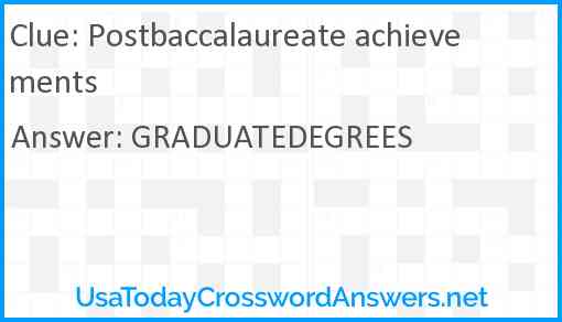 Postbaccalaureate achievements Answer