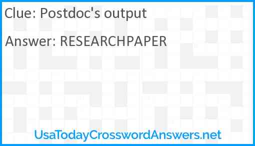 Postdoc's output Answer