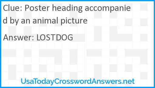 Poster heading accompanied by an animal picture Answer