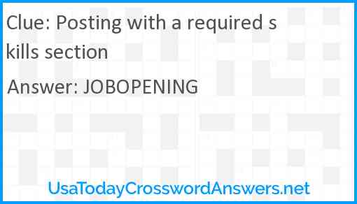 Posting with a required skills section crossword clue