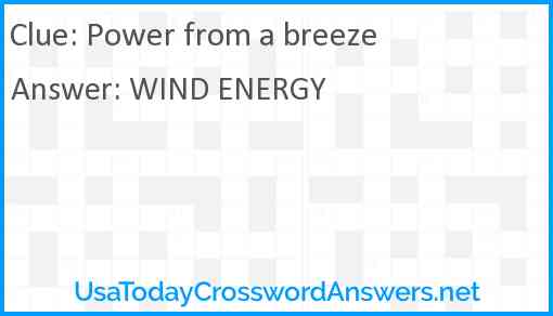 Power from a breeze Answer