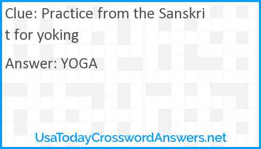 Practice from the Sanskrit for yoking Answer