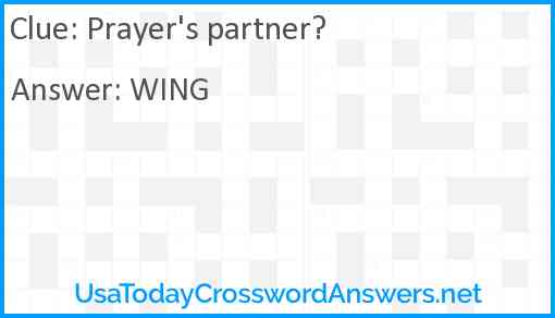 Prayer's partner? Answer