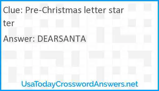 Pre-Christmas letter starter Answer