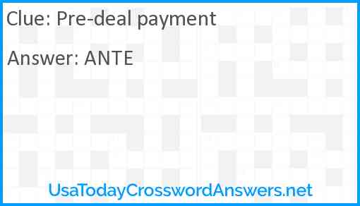 Pre-deal payment Answer