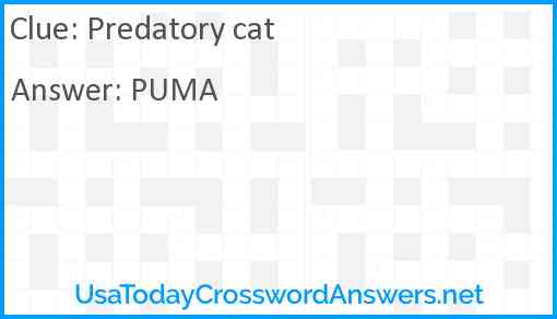 Predatory cat Answer