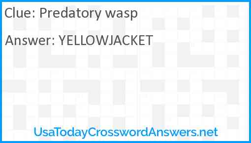 Predatory wasp Answer