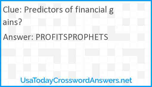 Predictors of financial gains? Answer
