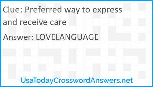 Preferred way to express and receive care Answer