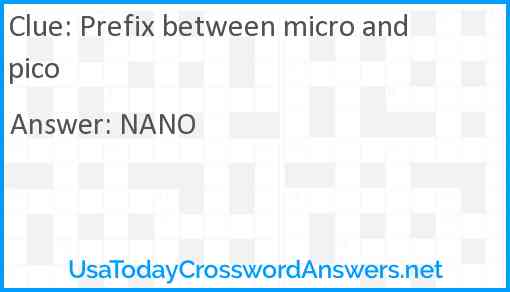 Prefix between micro and pico crossword clue UsaTodayCrosswordAnswers net
