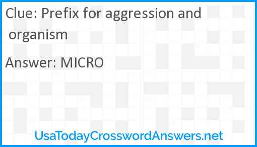 Prefix for aggression and organism Answer