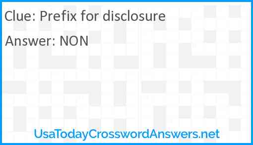 Prefix for disclosure Answer