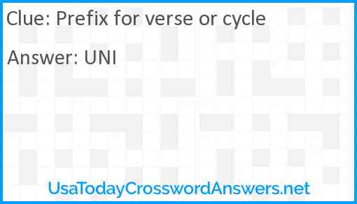 Prefix for verse or cycle Answer
