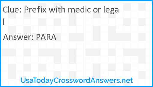 Prefix with medic or legal Answer