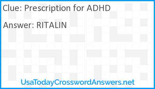Prescription for ADHD Answer