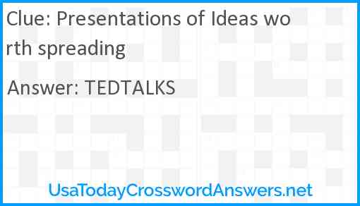 Presentations of Ideas worth spreading Answer