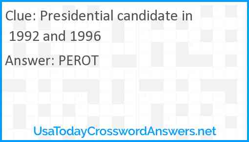 Presidential candidate in 1992 and 1996 Answer