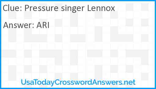 Pressure singer Lennox Answer