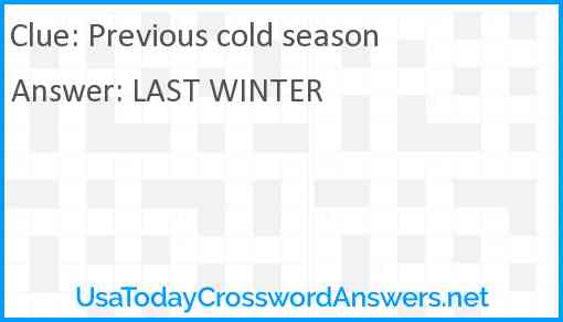 Previous cold season Answer