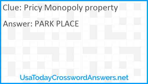 Pricy Monopoly property Answer