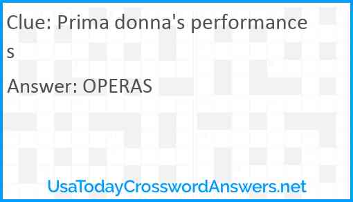 Prima donna's performances Answer