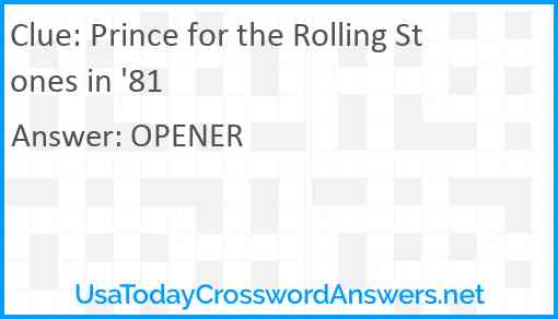 Prince for the Rolling Stones in '81 Answer