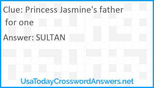 Princess Jasmine's father for one Answer