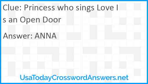 Princess who sings Love Is an Open Door Answer