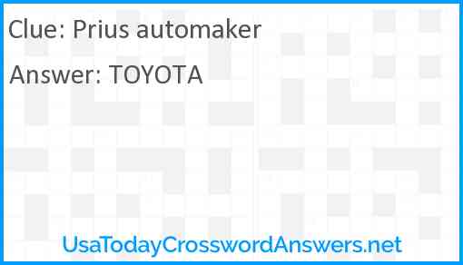 Prius automaker Answer