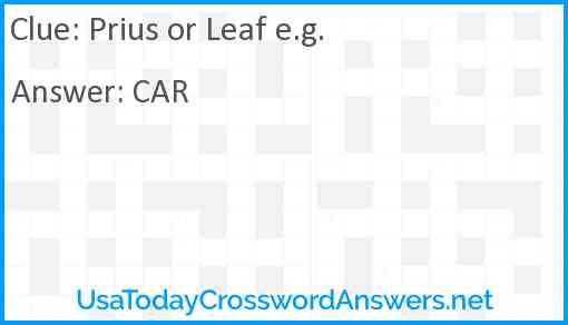 Prius or Leaf e.g. Answer