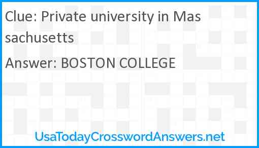 Private university in Massachusetts Answer