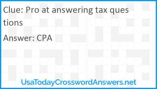 Pro at answering tax questions Answer