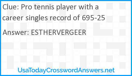 Pro tennis player with a career singles record of 695-25 Answer