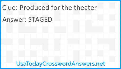 Produced for the theater Answer